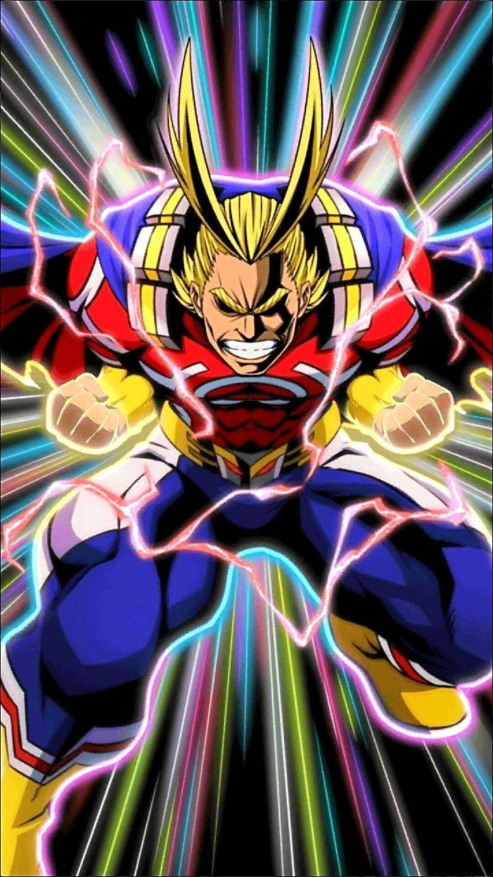 All Might, spiky blonde hair, glowing lightning bolts, HD Phone Wallpaper