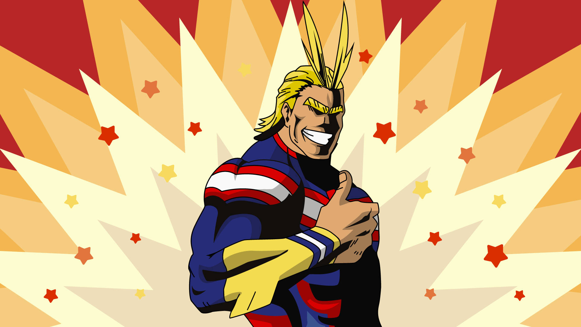 All Might, spiky blonde hair, patriotic suit, Full HD Desktop Wallpaper