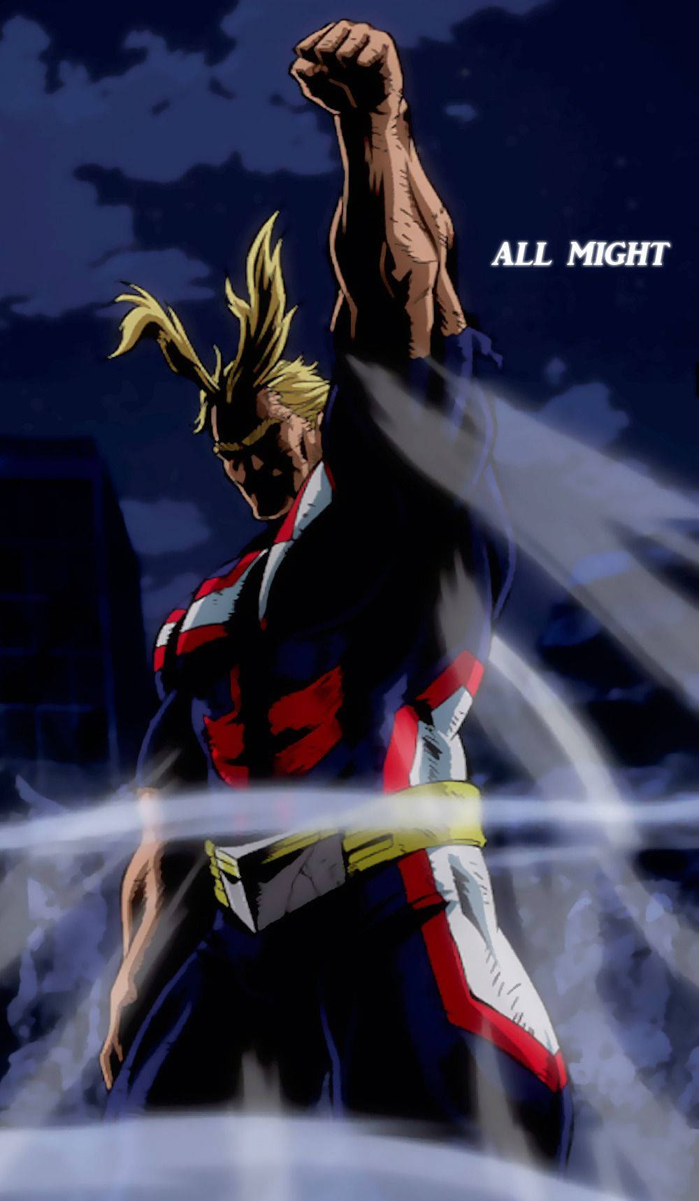 All Might, stormy night sky, fist raised, HD Phone Wallpaper