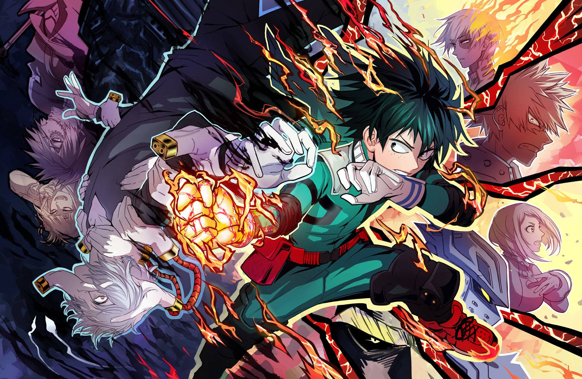 All Might, anime hero, fiery energy, Full HD Desktop Wallpaper
