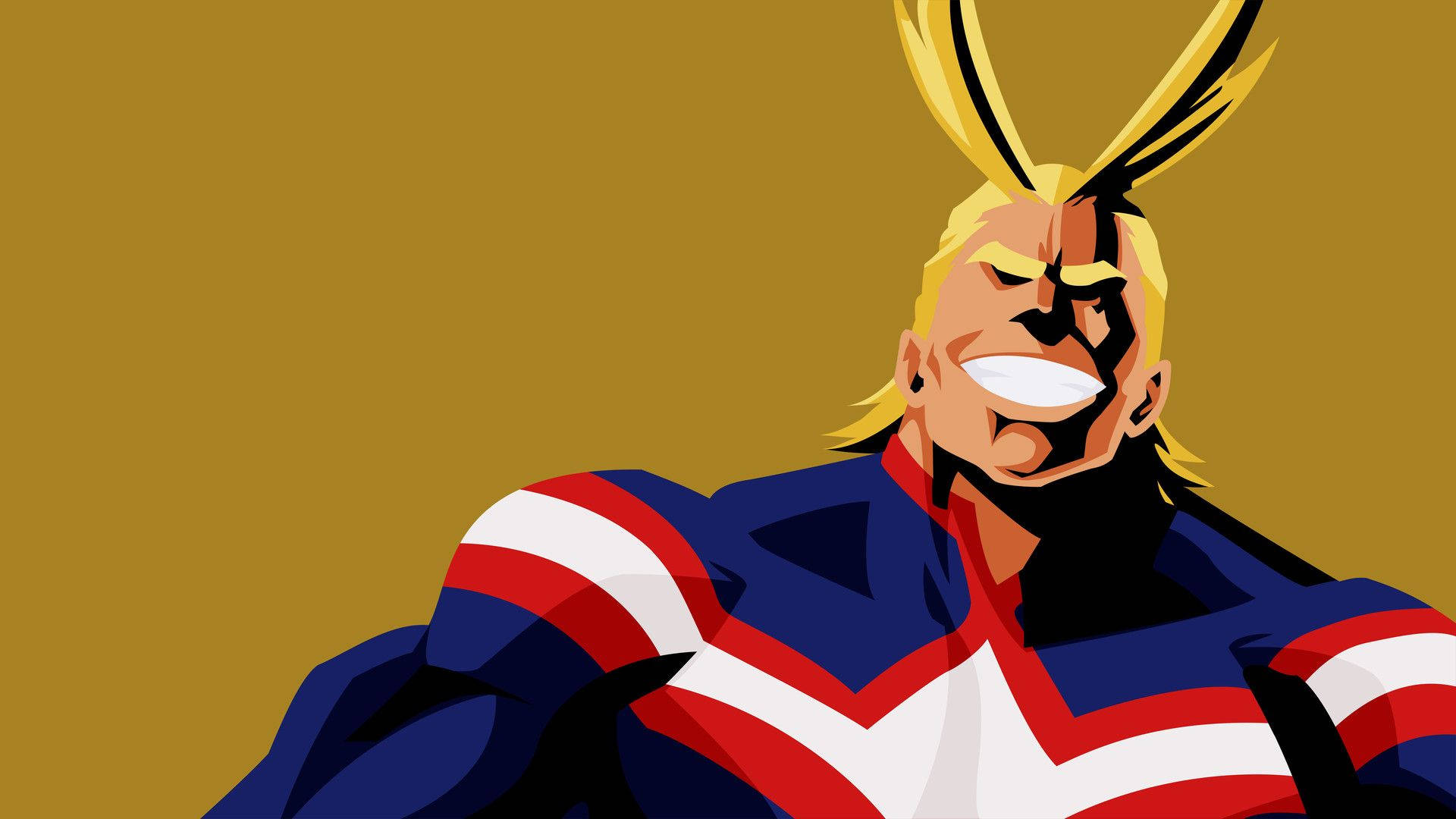 All Might, spiky blonde hair, red white blue suit, Full HD Desktop Wallpaper
