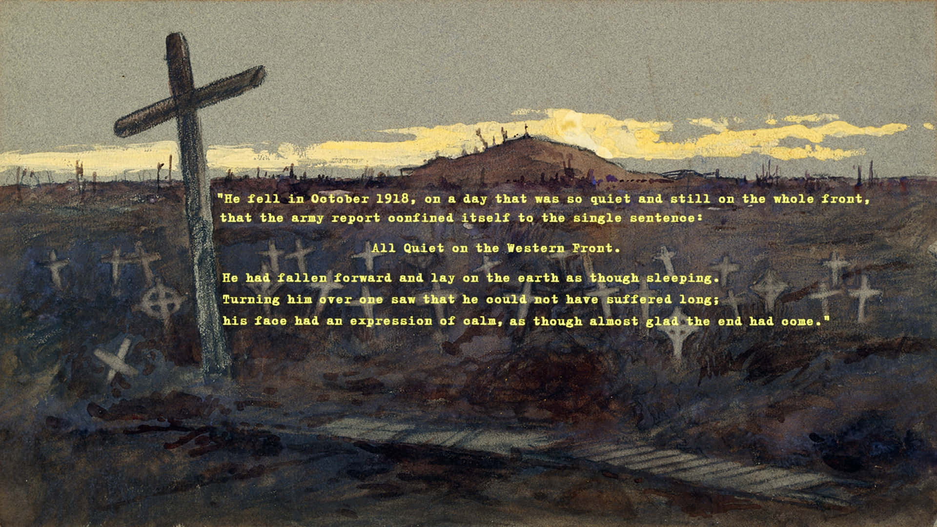 All Quiet On The Western Front, wooden cross, rows of graves, Full HD Desktop Wallpaper