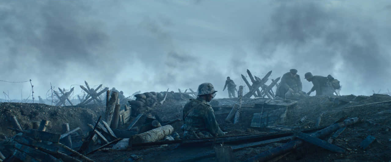 All Quiet On The Western Front, desolate battlefield, smoky gray sky, HD Desktop Wallpaper