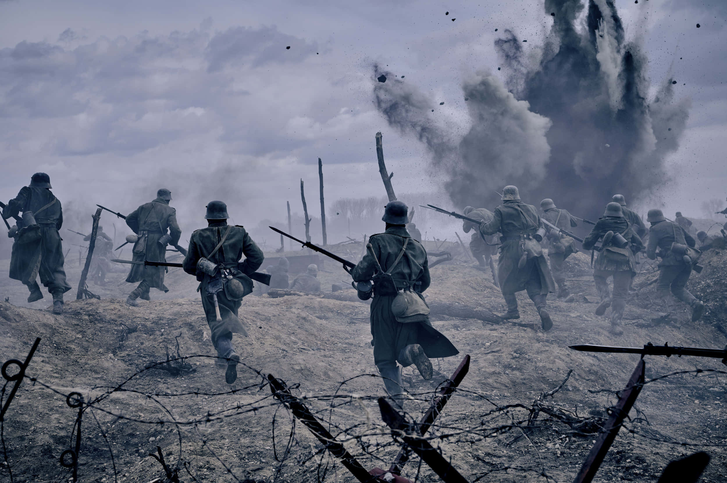 All Quiet On The Western Front, soldiers in uniform, war-torn field, Full HD Desktop Wallpaper