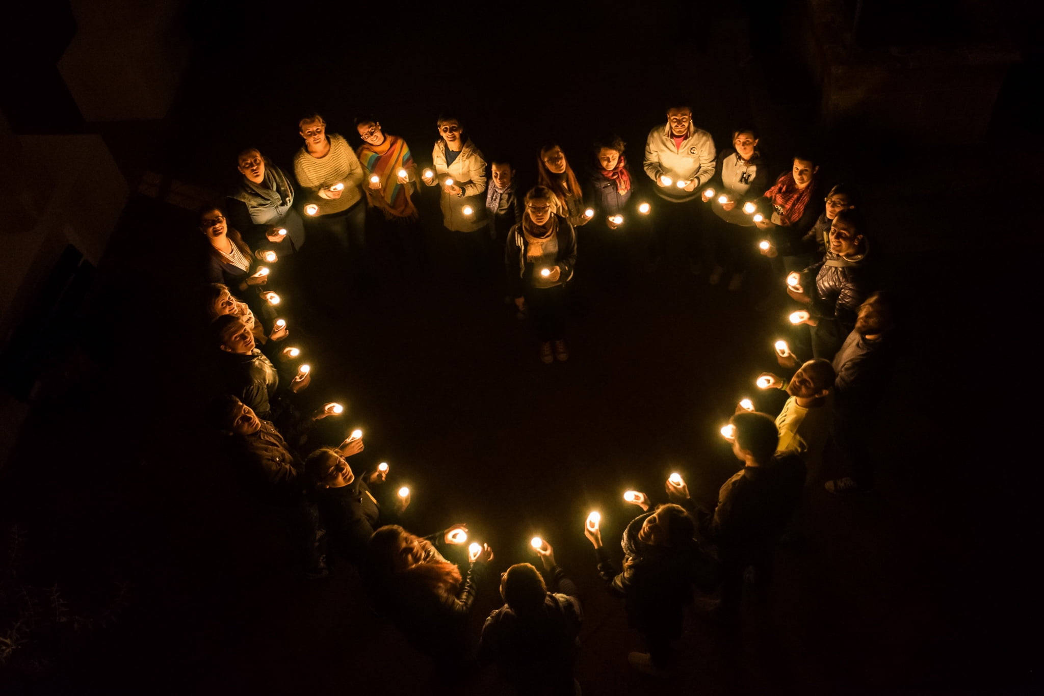 All Saints Day, heart-shaped circle, lit candles, Full HD Desktop Wallpaper