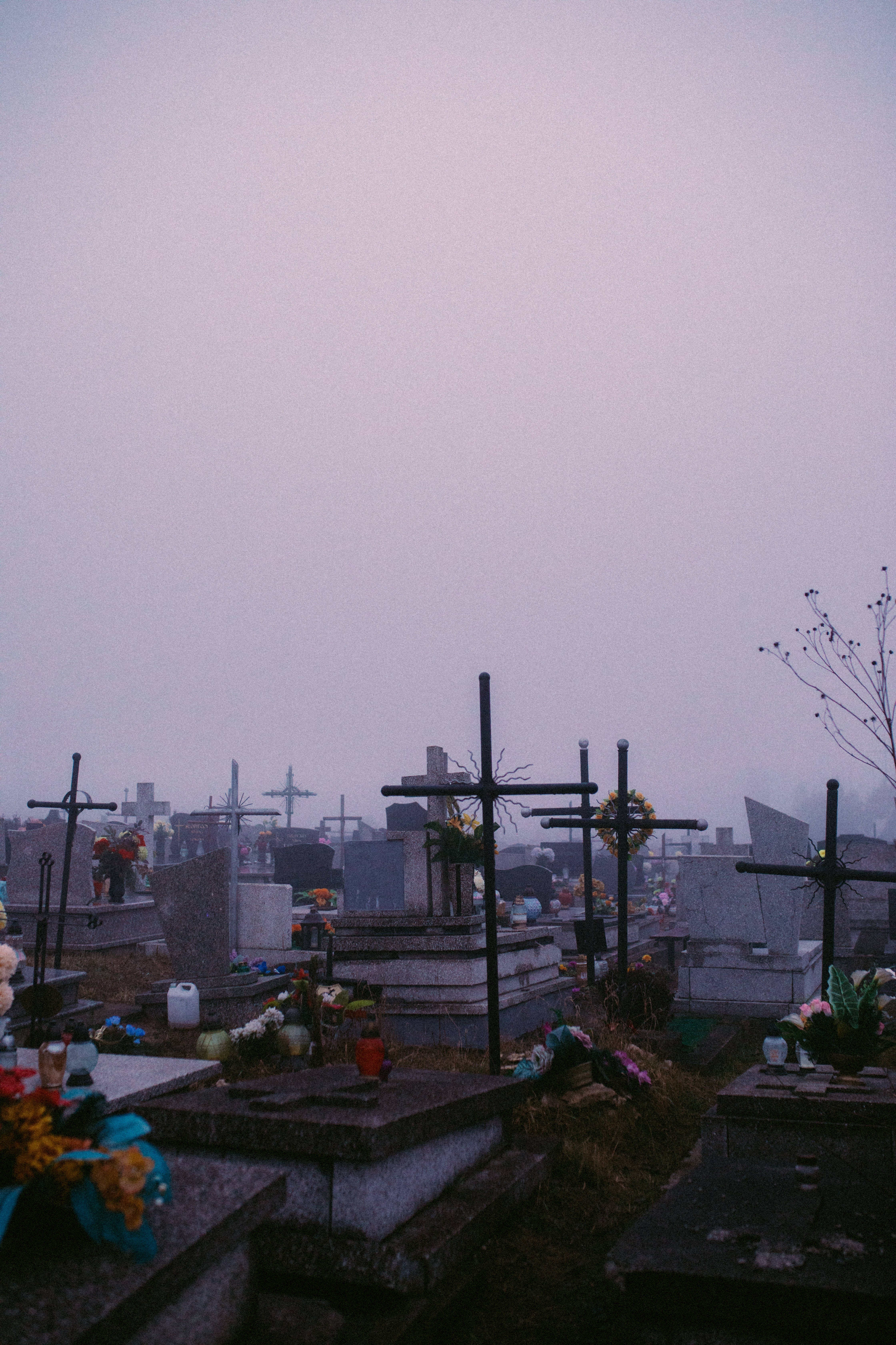All Saints Day, cemetery, dusk, 5K Phone Wallpaper