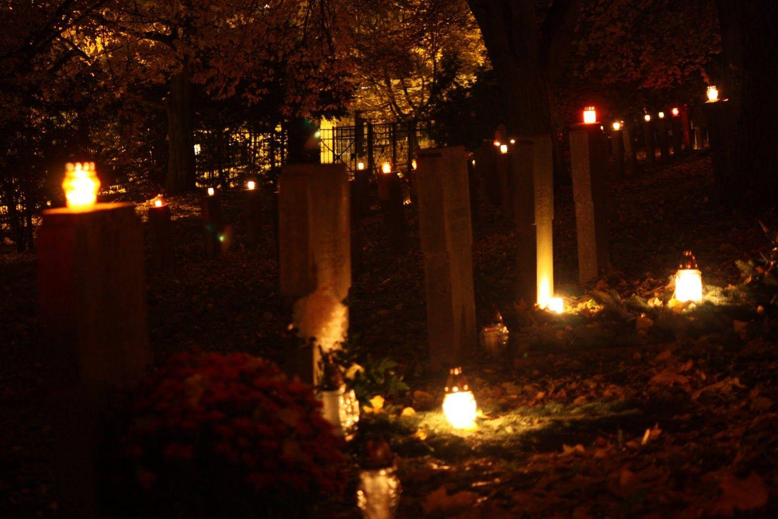 All Saints Day, grave candles, cemetery, HD Desktop Wallpaper