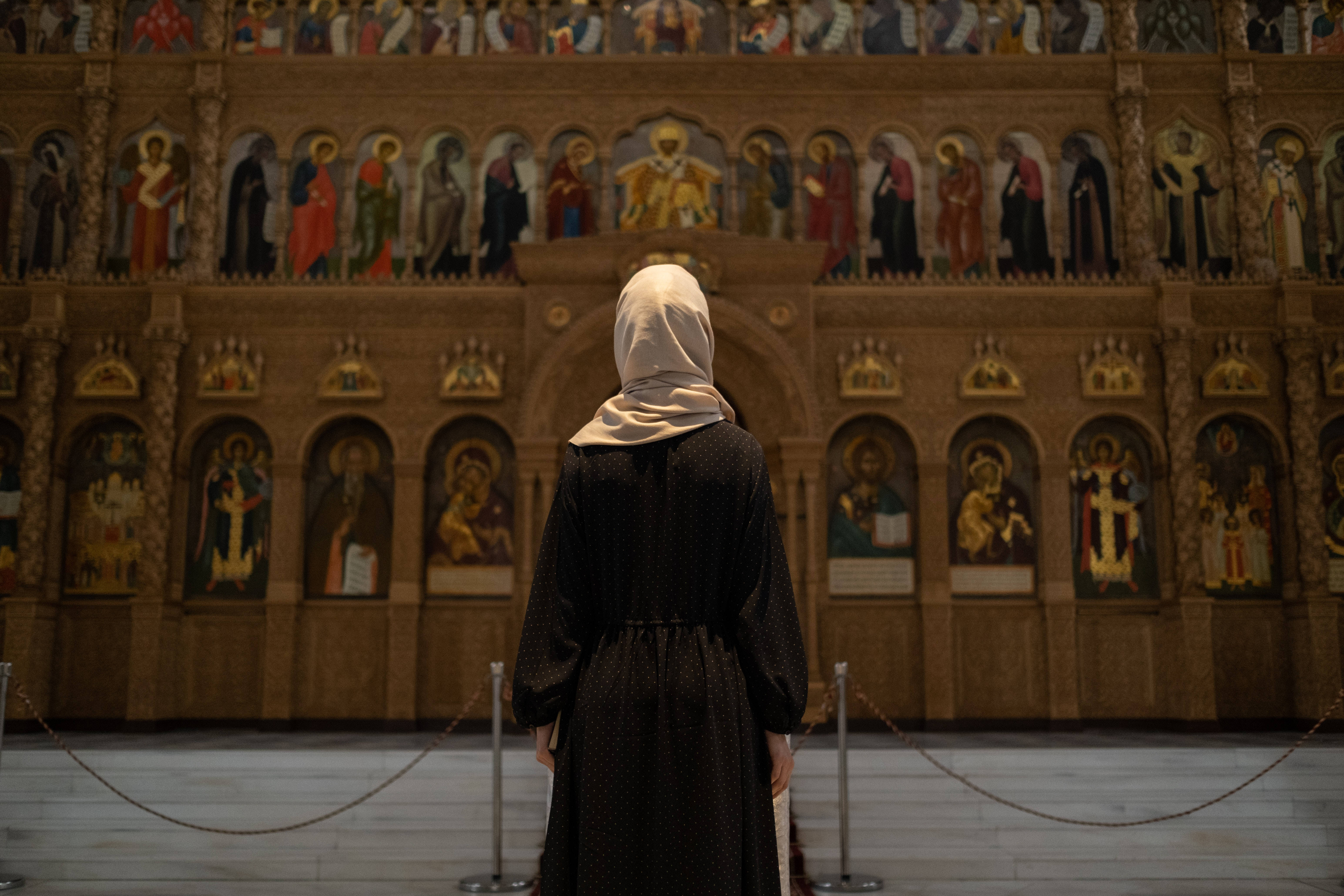 All Saints Day, black robe, white headscarf, 5K Desktop Wallpaper