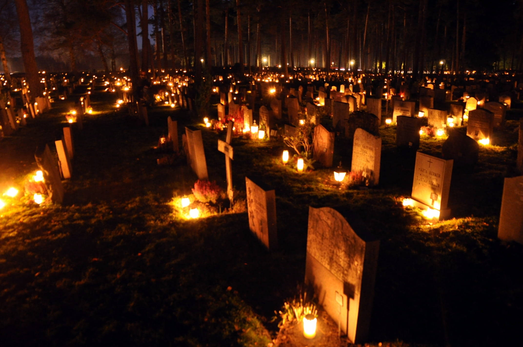 All Saints Day, candle, gravestones, Full HD Desktop Wallpaper