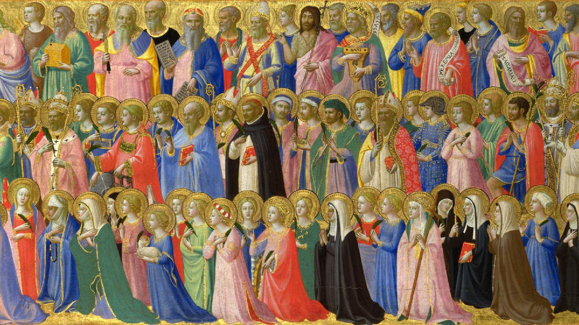 All Saints Day, medieval fresco, saints, Full HD Desktop Wallpaper