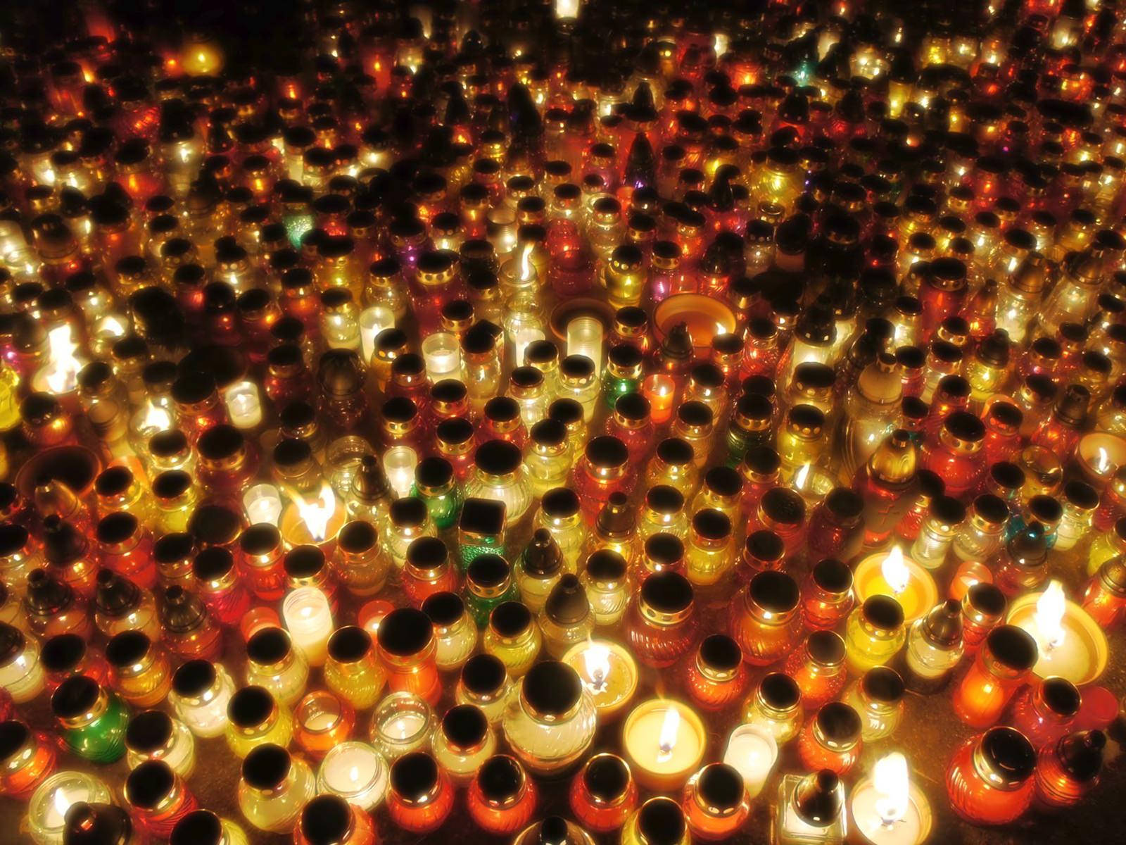 All Saints Day, colorful candle, glowing candles, HD Desktop Wallpaper