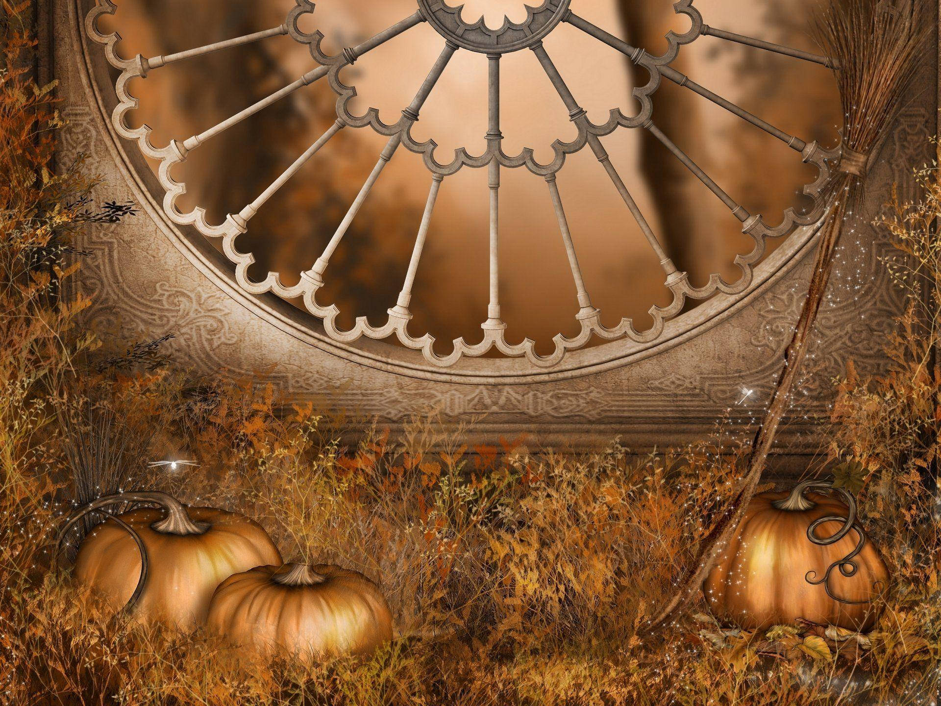 All Saints Day, autumn pumpkins, golden pumpkins, Full HD Desktop Wallpaper