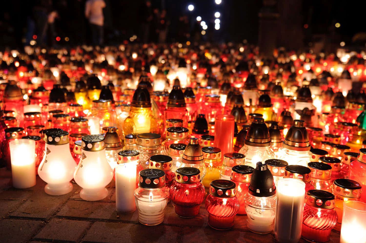 All Souls' Day, cemetery, glowing candles, HD Desktop Wallpaper
