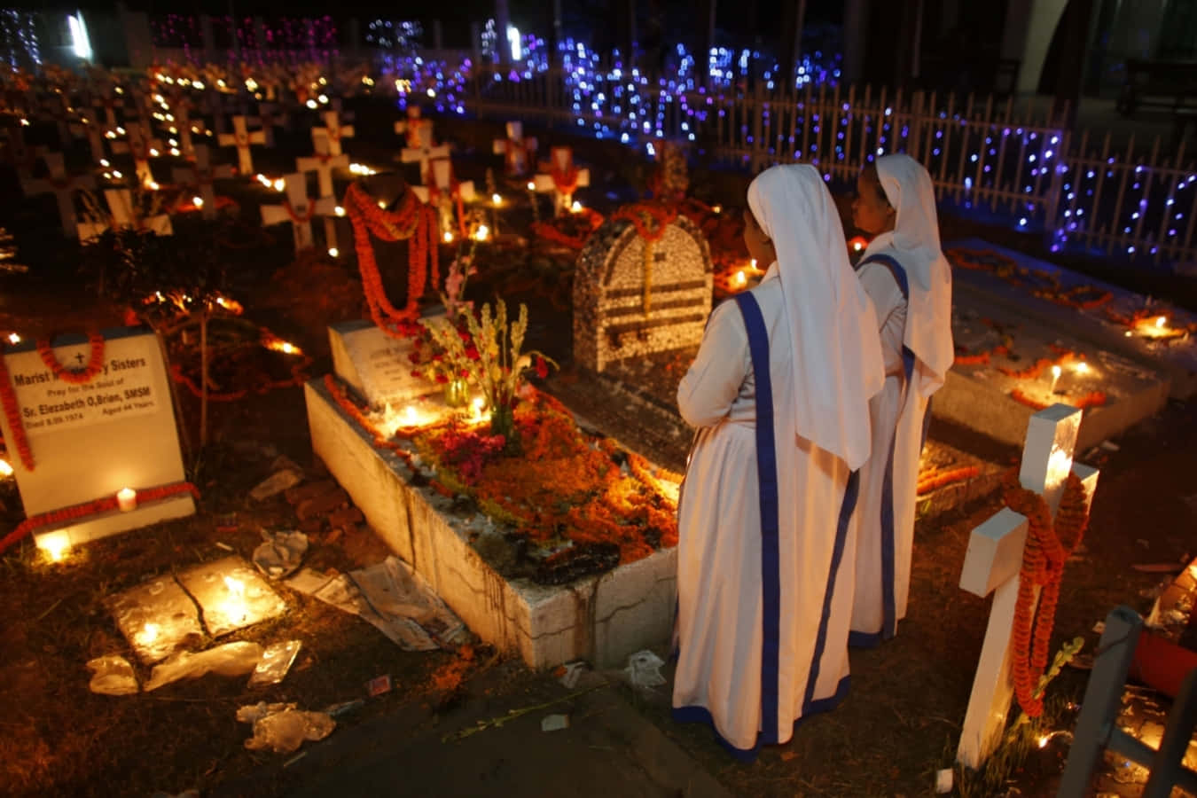 All Souls' Day, candlelight vigil, nuns, HD Desktop Wallpaper