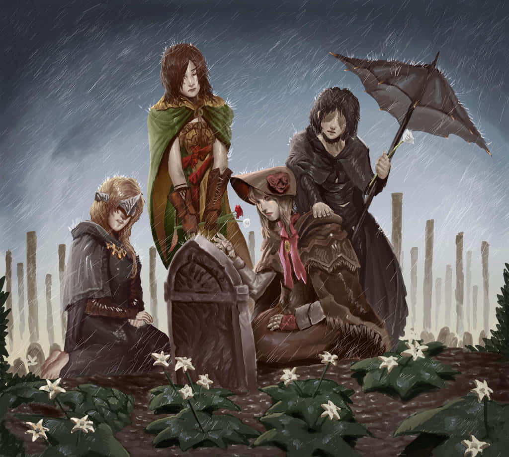 All Souls' Day, candlelight vigil, rain-swept graveyard, SD Desktop Wallpaper