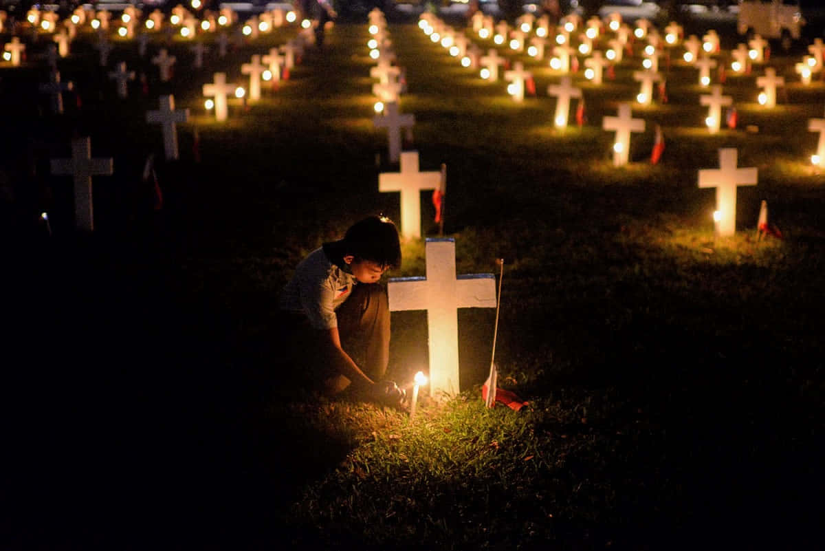 All Souls Day, candlelight vigil, white cross, SD Desktop Wallpaper