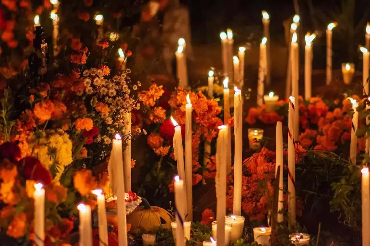 All Souls Day, candlelight vigil, tall white candles, SD Desktop Wallpaper