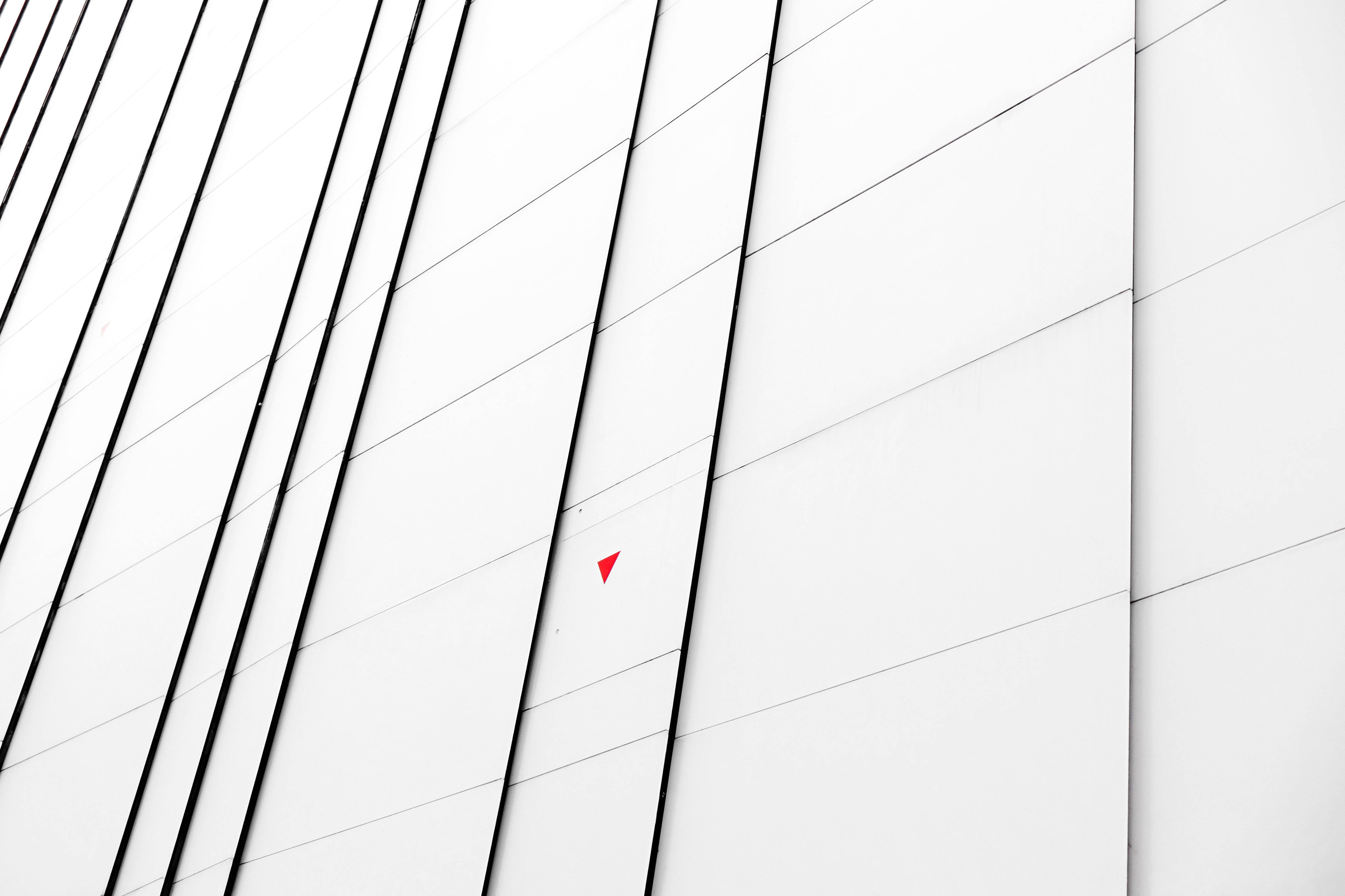 All White, white building facade, black diagonal lines, 4K Desktop Wallpaper