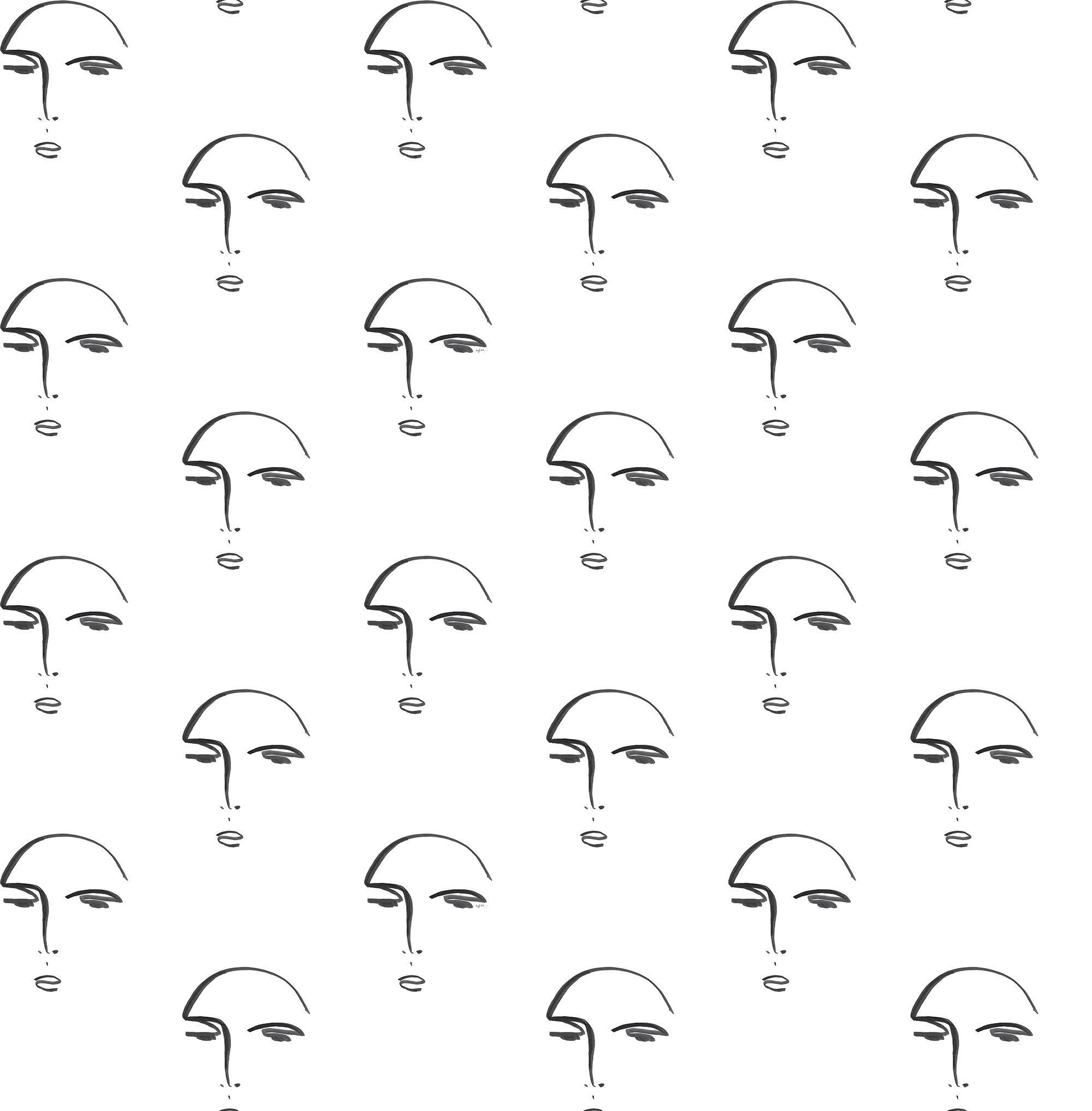 face line art pattern, minimalist line drawings, stylized human faces, Full HD Phone Wallpaper