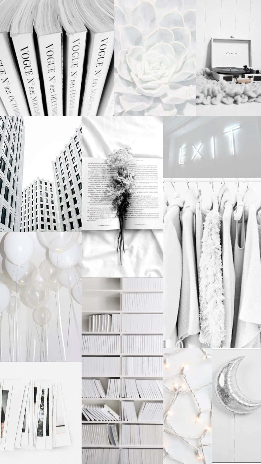 white aesthetic collage, minimalist monochrome, books, HD Phone Wallpaper
