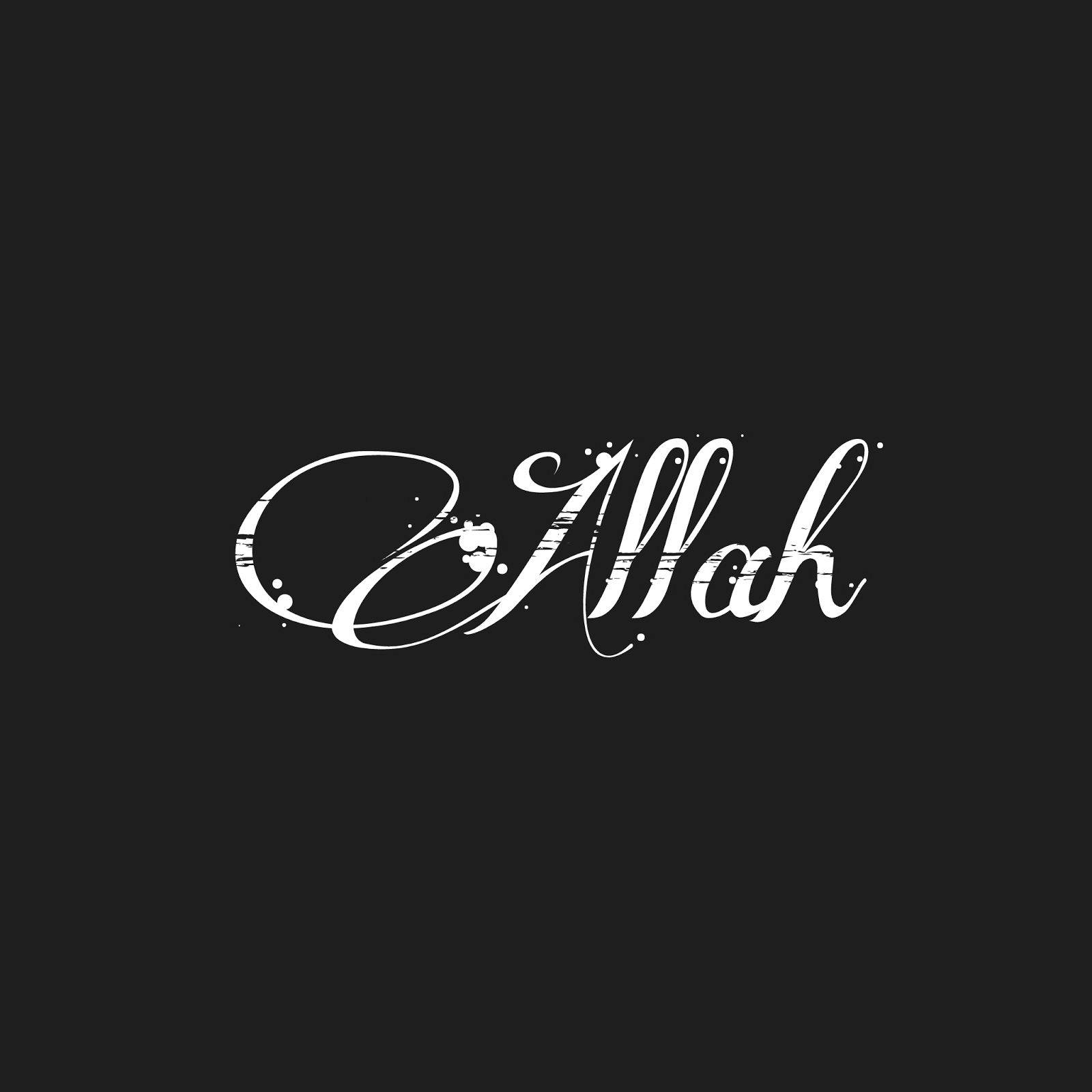 Allah, white brush script, splatter details, HD Desktop Wallpaper