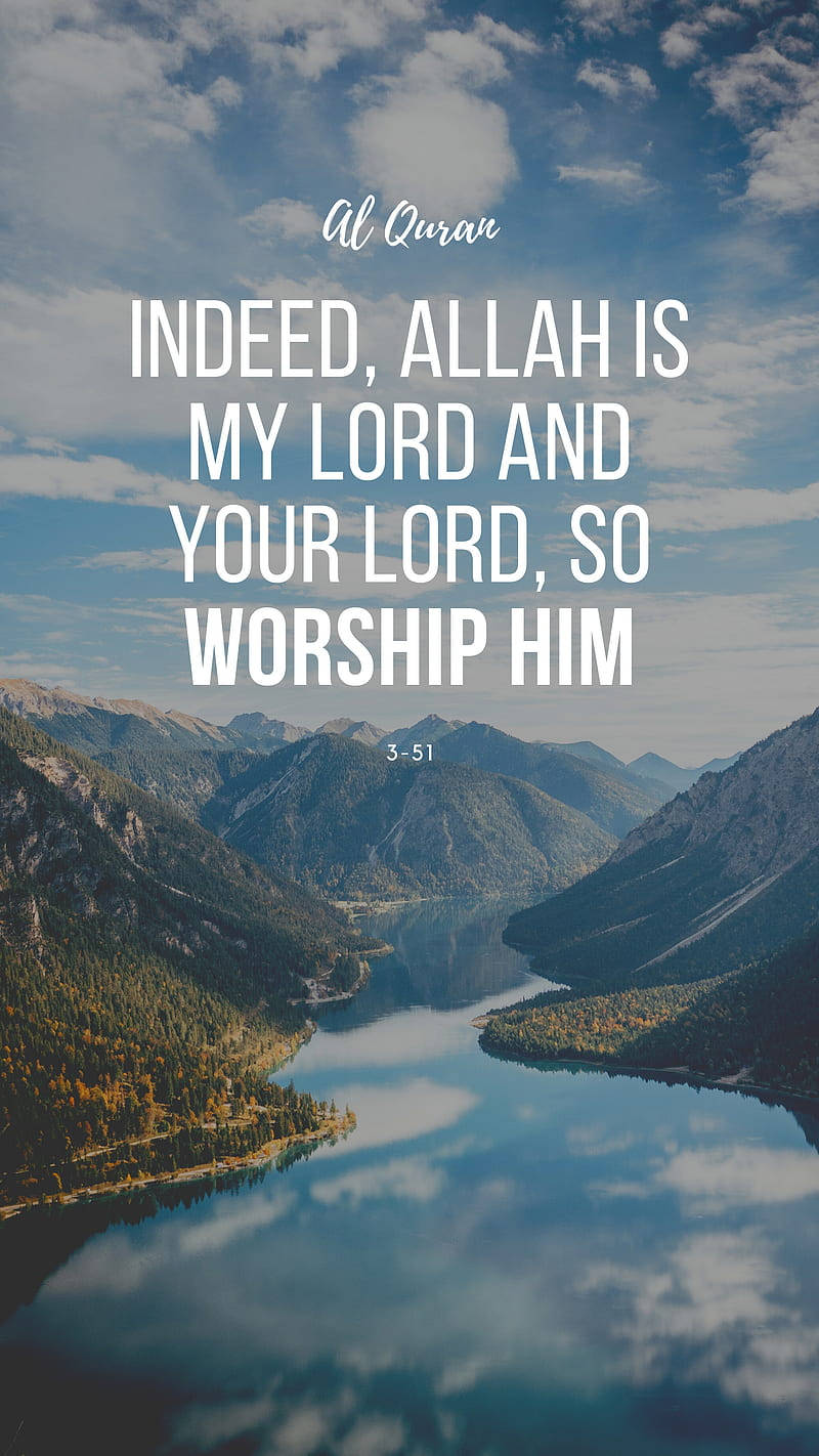 Allah, Quranic text, mountain lake, HD Phone Wallpaper