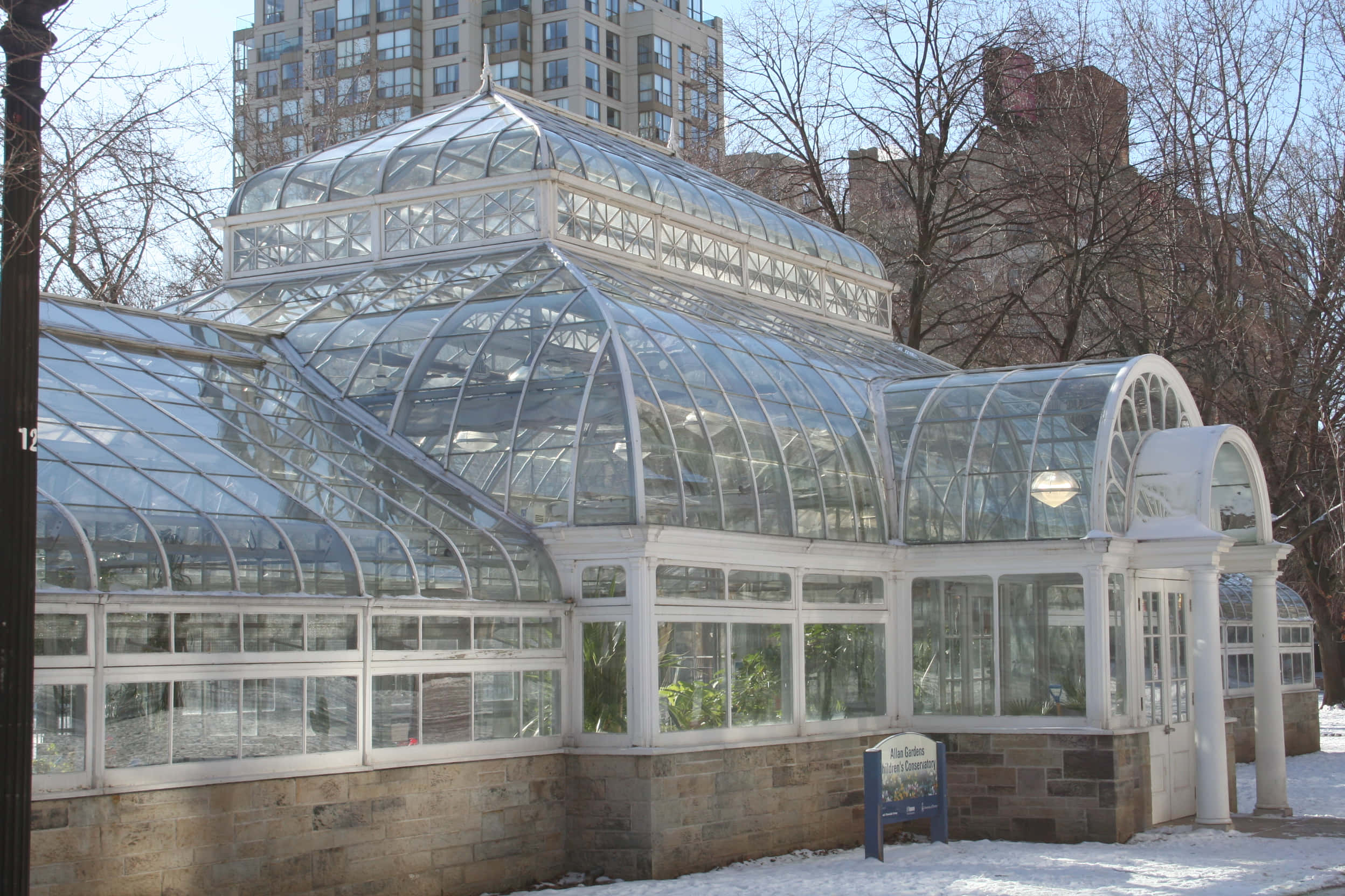 Allan Gardens Conservatory, winter, snowy winter landscape, Full HD Desktop Wallpaper