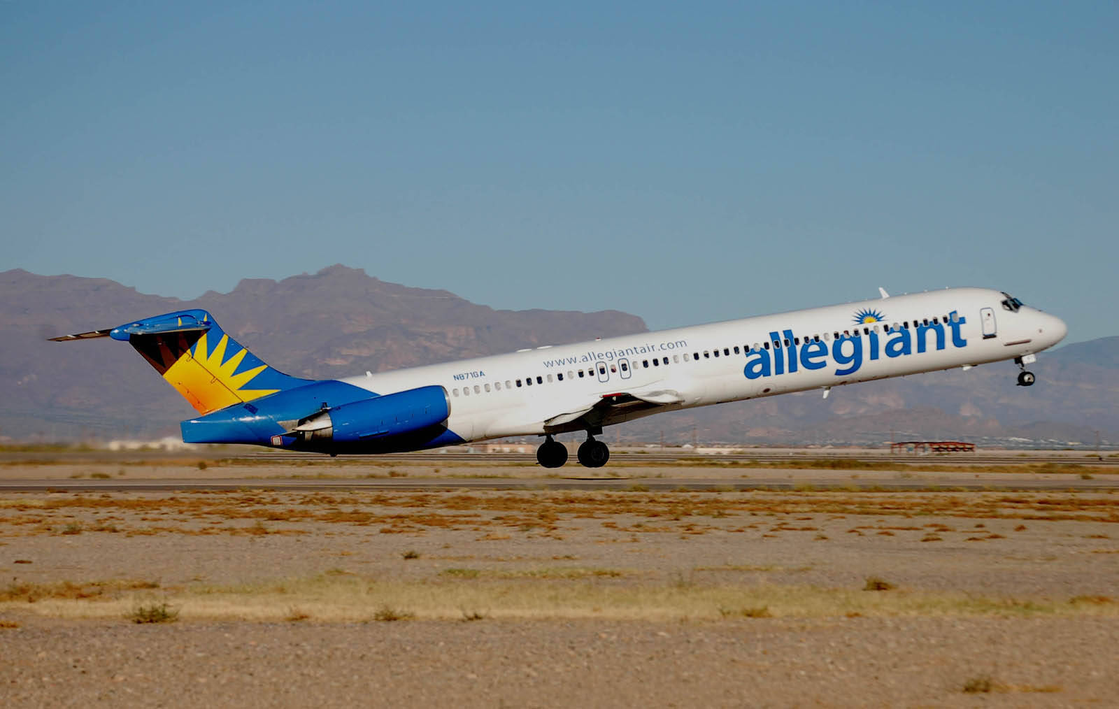Allegiant Air, jet, clear blue sky, HD Desktop Wallpaper