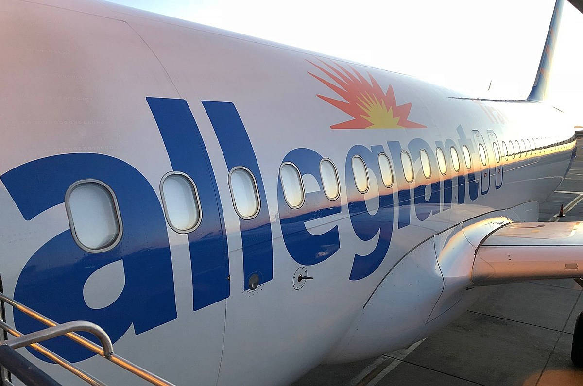 Allegiant Air, blue logo, orange sunburst design, SD Desktop Wallpaper