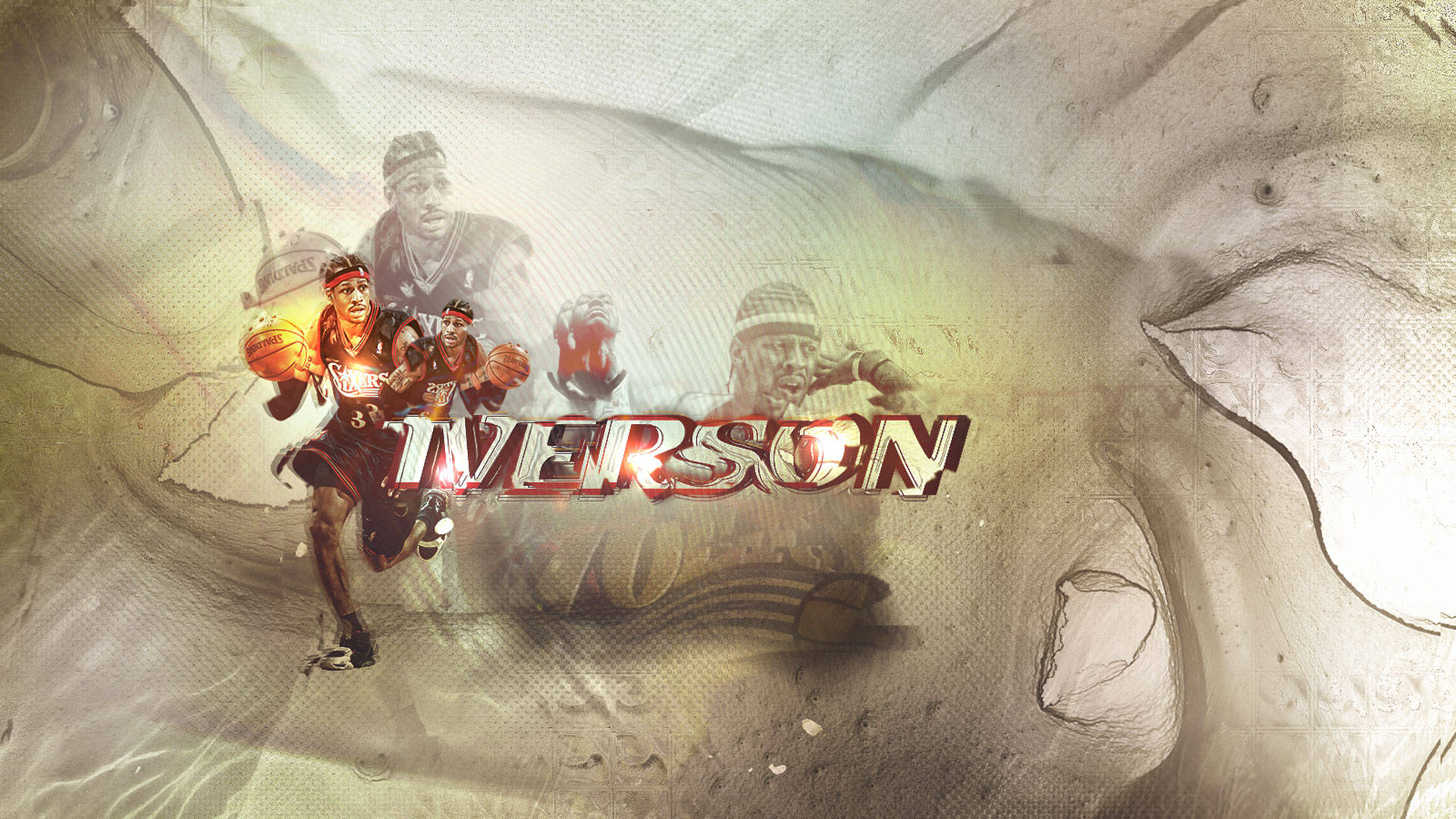 Allen Iverson, dribbling, 3d text, Full HD Desktop Wallpaper