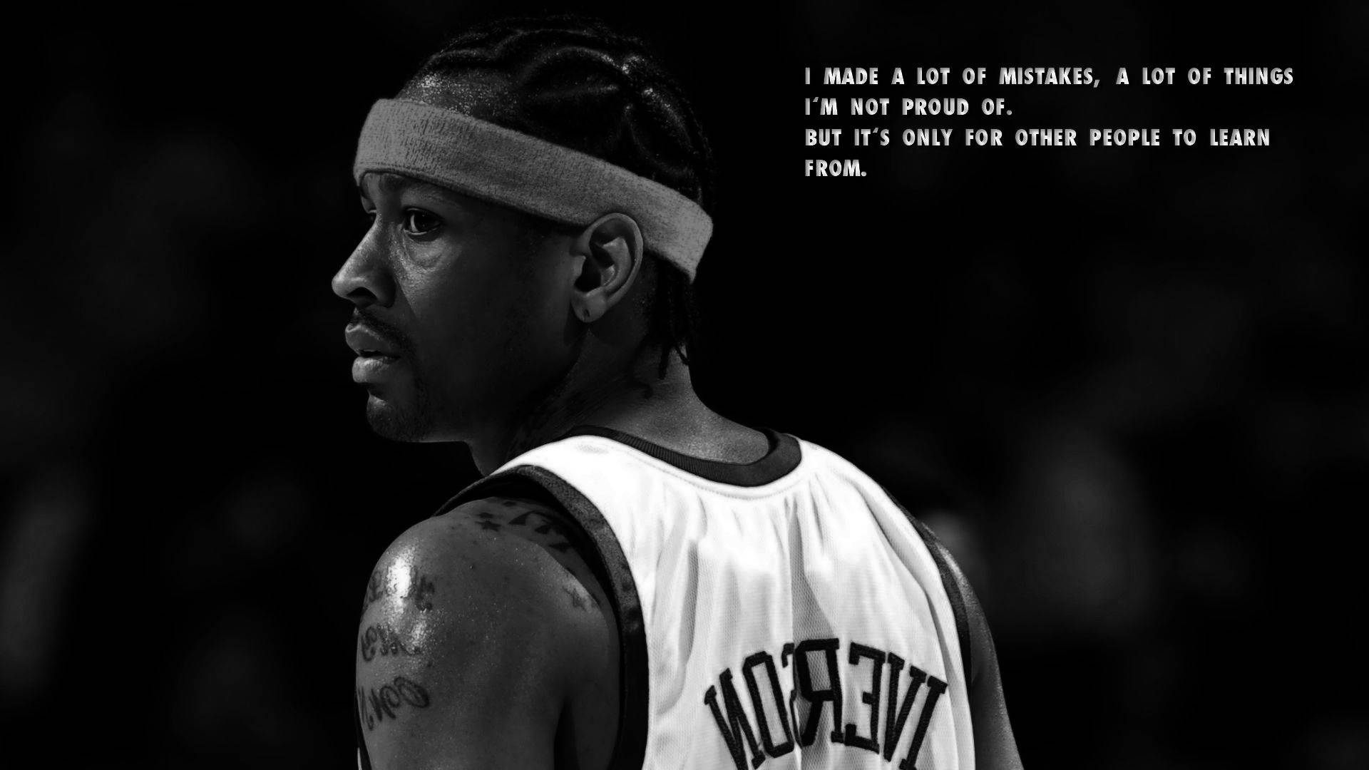 Allen Iverson, black and white portrait, profile, Full HD Desktop Wallpaper