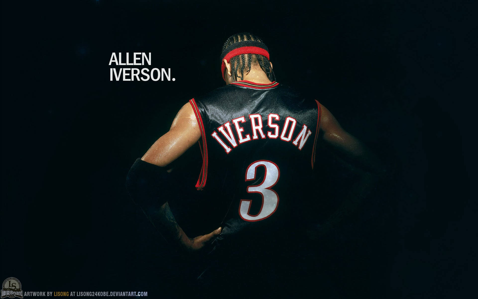 Allen Iverson, black jersey, number 3, Full HD Desktop Wallpaper