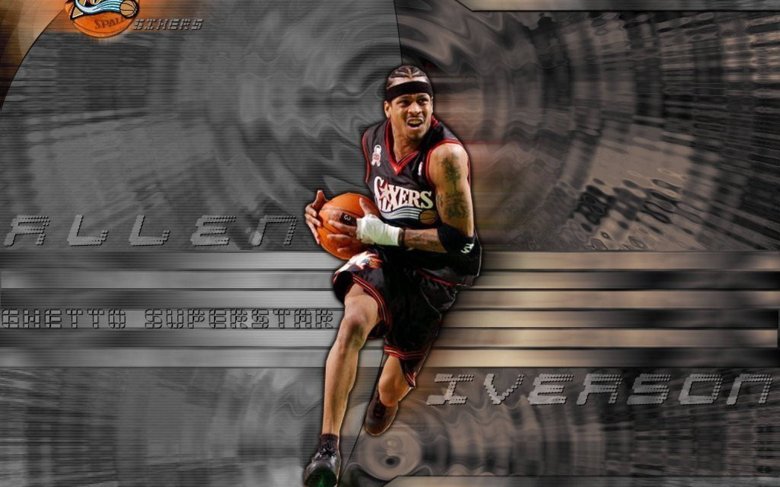 Allen Iverson, black and red Sixers jersey, basketball, 2K Desktop Wallpaper