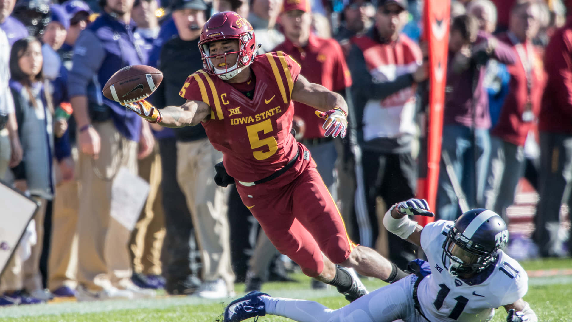 Allen Lazard, Iowa State football player, number 5, Full HD Desktop Wallpaper