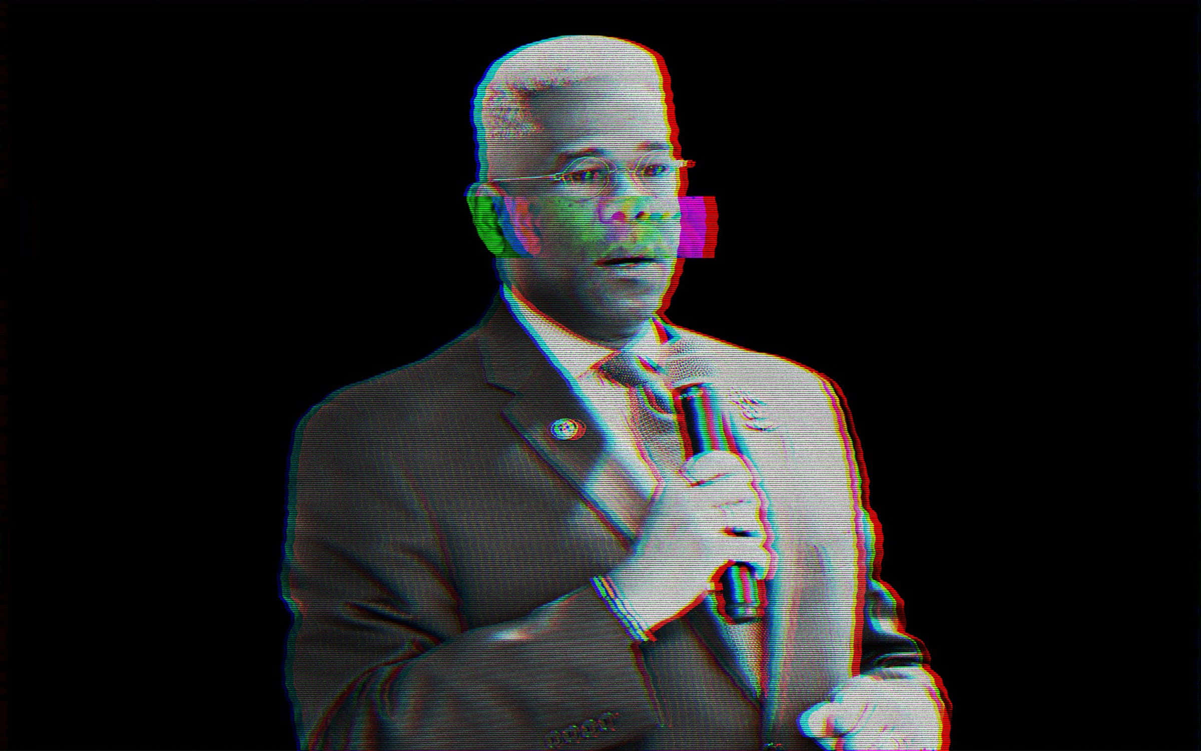 Allen West, black and white, glitchy chromatic aberration, Full HD Desktop Wallpaper