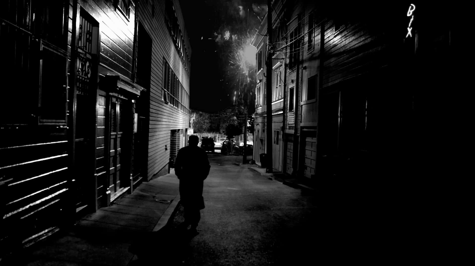 alleyway, night, fireworks, HD Desktop Wallpaper