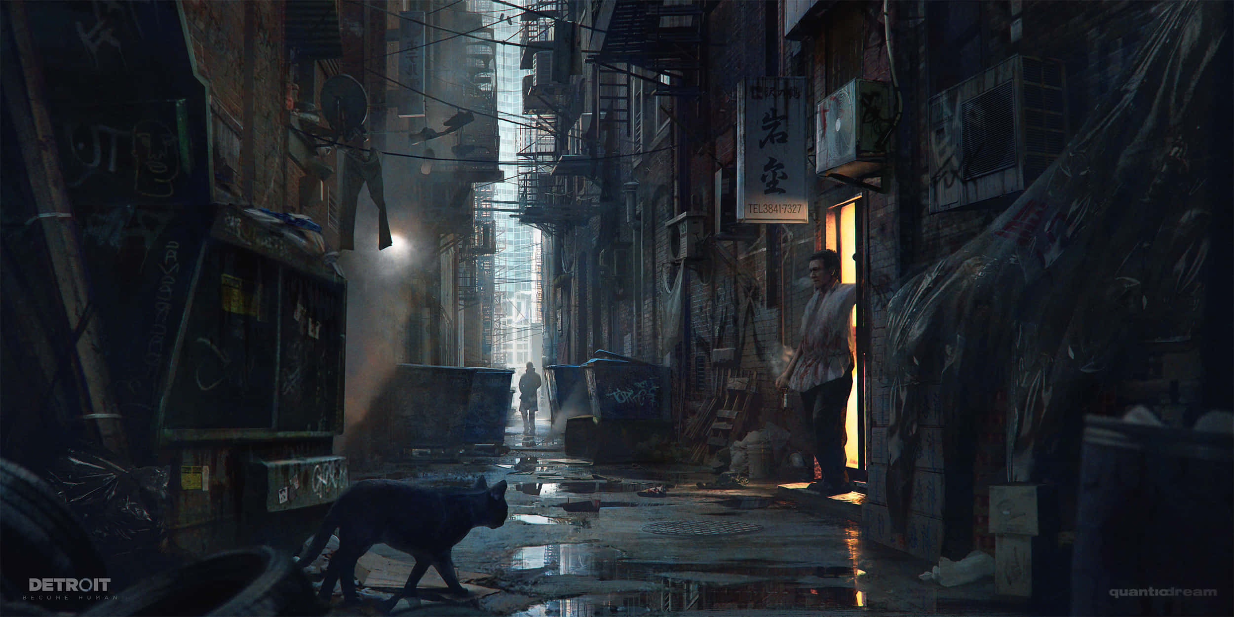 alleyway, urban area, lone figure, Full HD Desktop Wallpaper