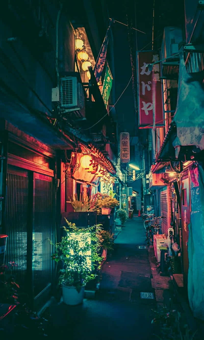 neon lights, neon-lit alleyway, Japanese city, HD Phone Wallpaper