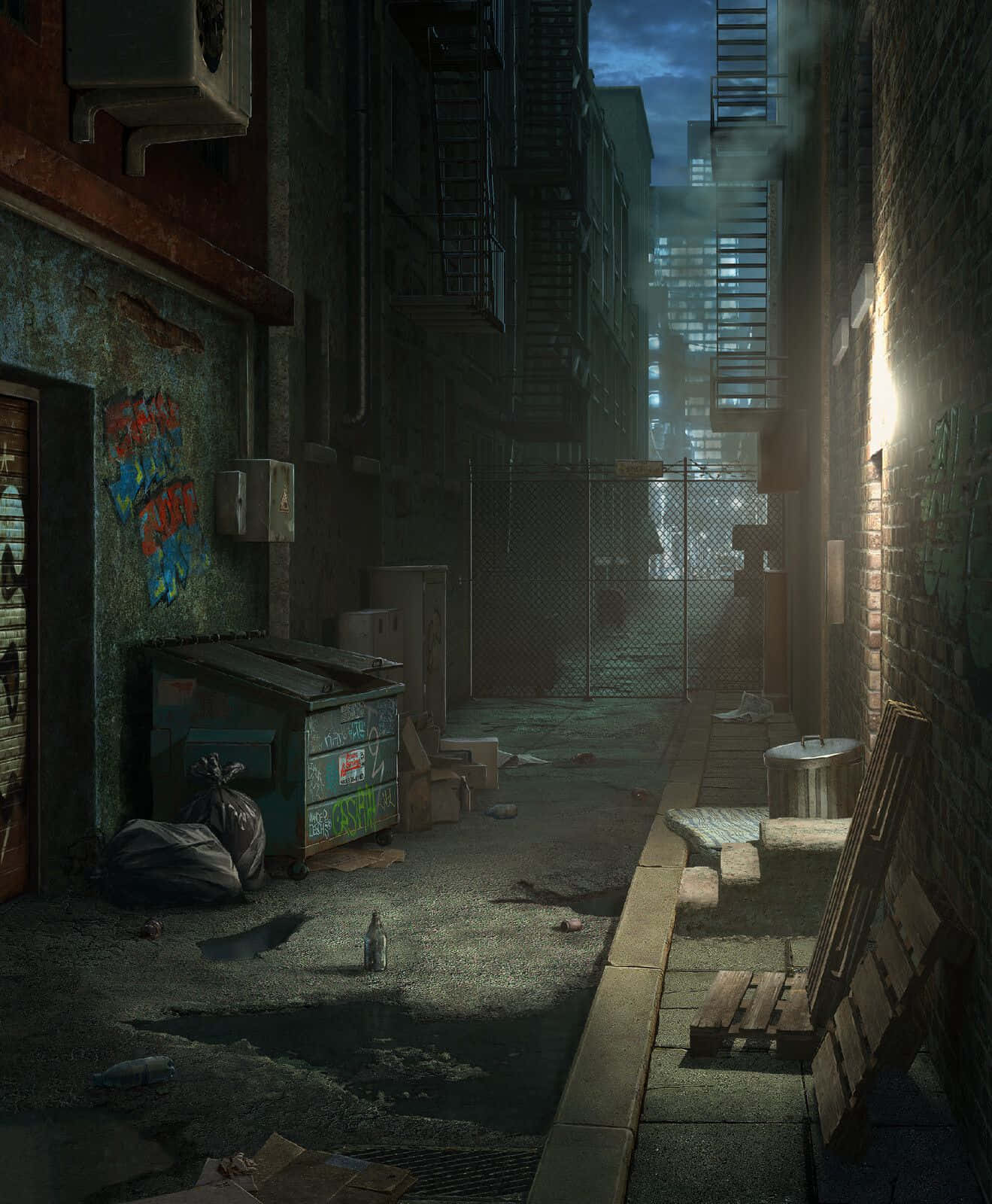 dark alleyway, urban alley, dusk, HD Phone Wallpaper