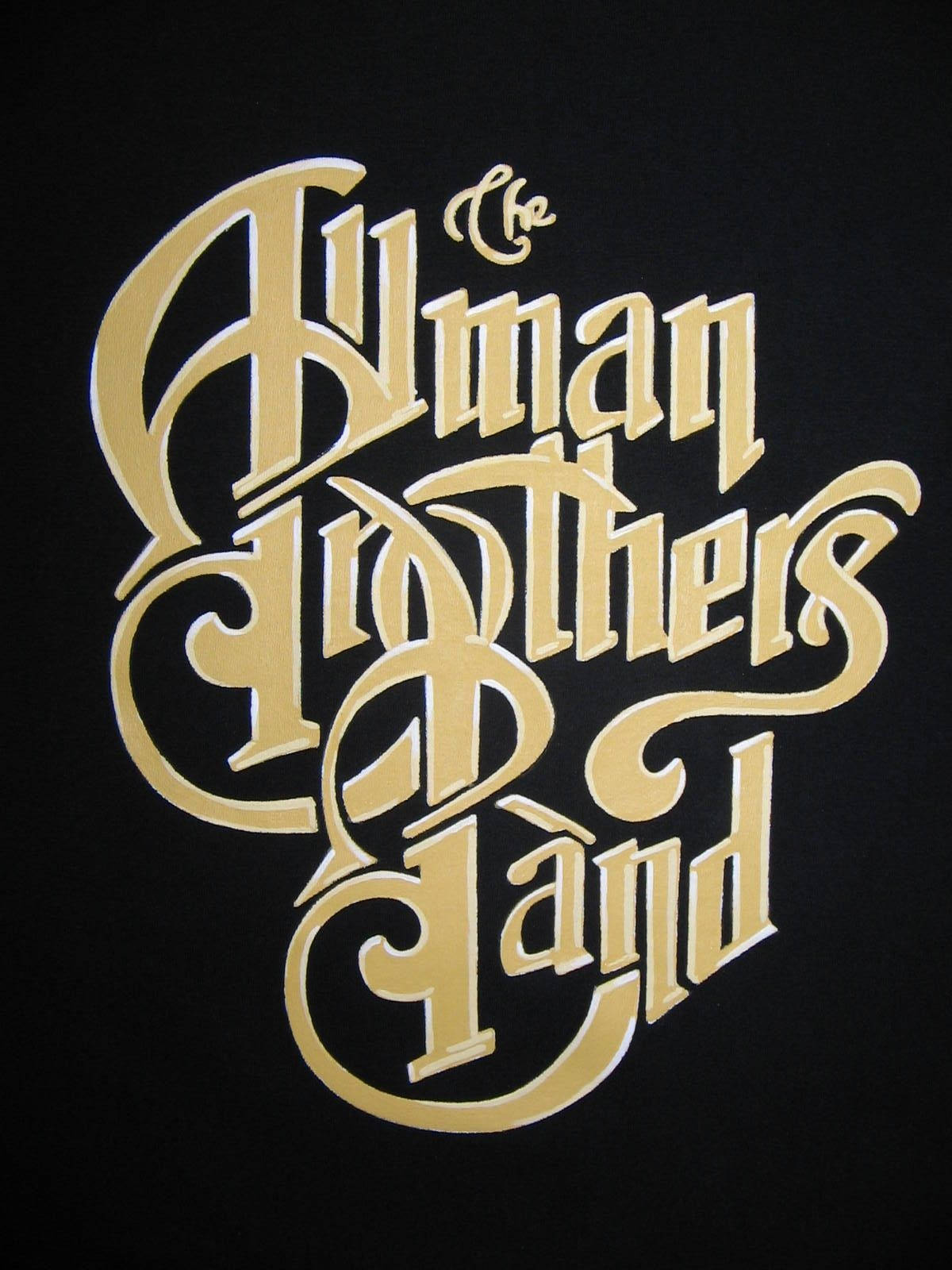 Allman Brothers Band, golden ornate typography, solid black background, HD Phone Wallpaper