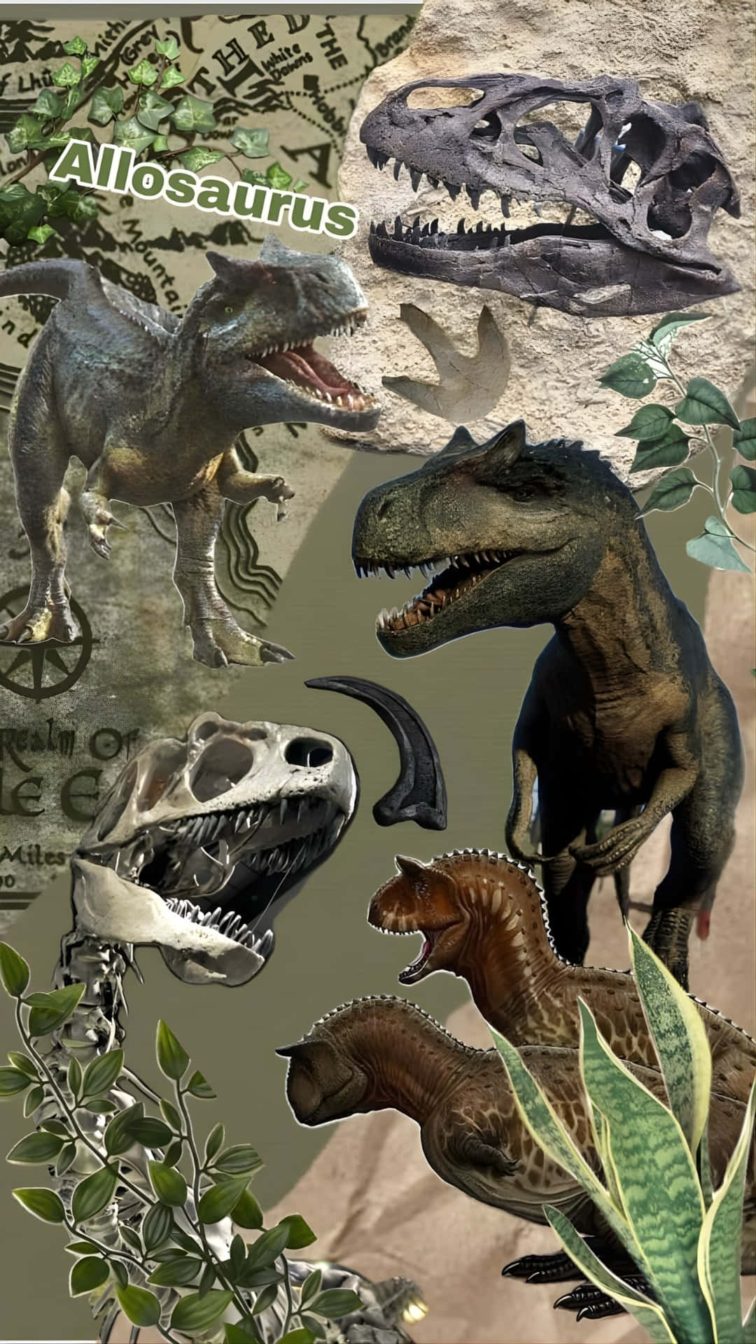 Allosaurus, dinosaur, skulls, Full HD Phone Wallpaper