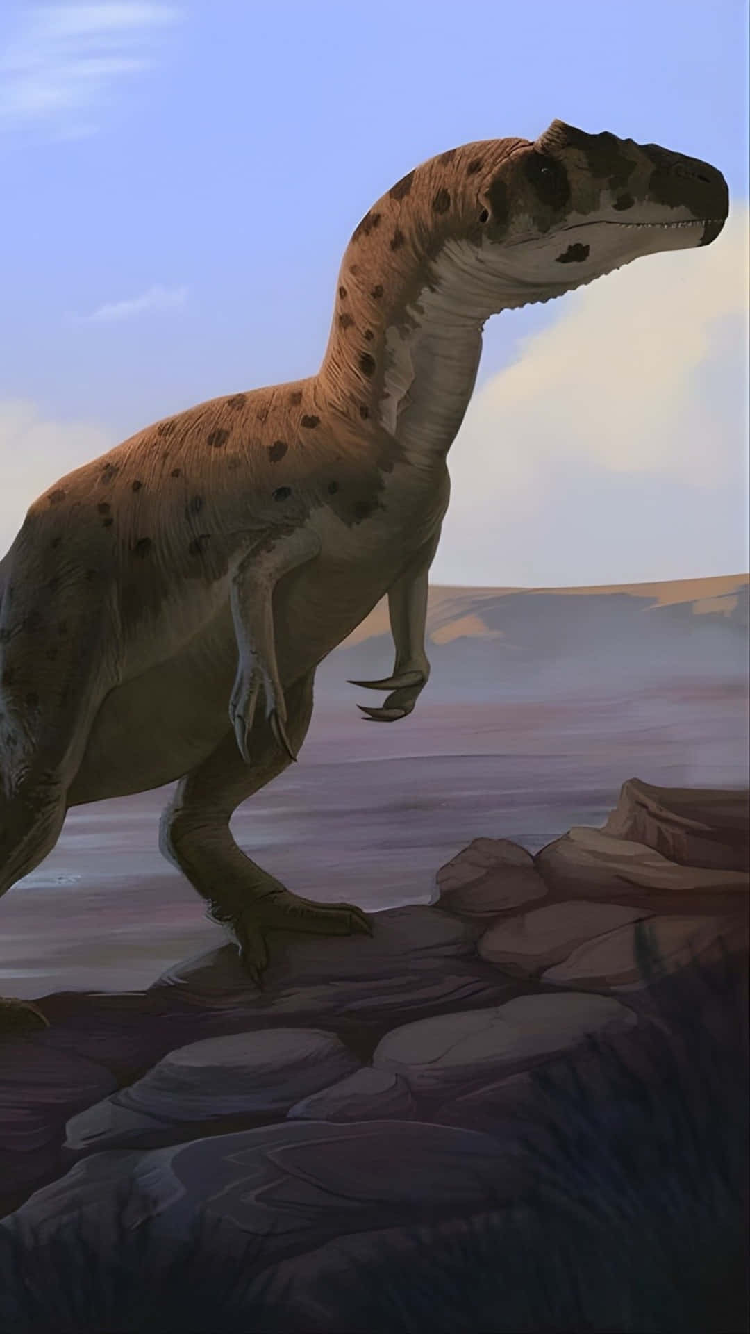 Allosaurus, theropod dinosaur, rocky terrain, Full HD Phone Wallpaper