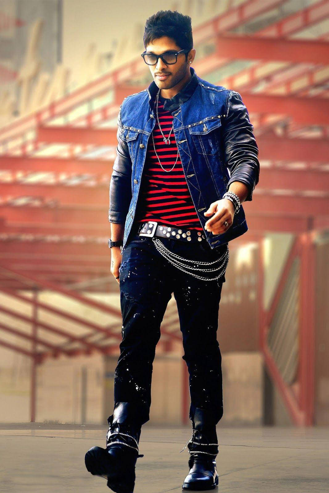 Allu Arjun, denim jacket, striped shirt, HD Phone Wallpaper