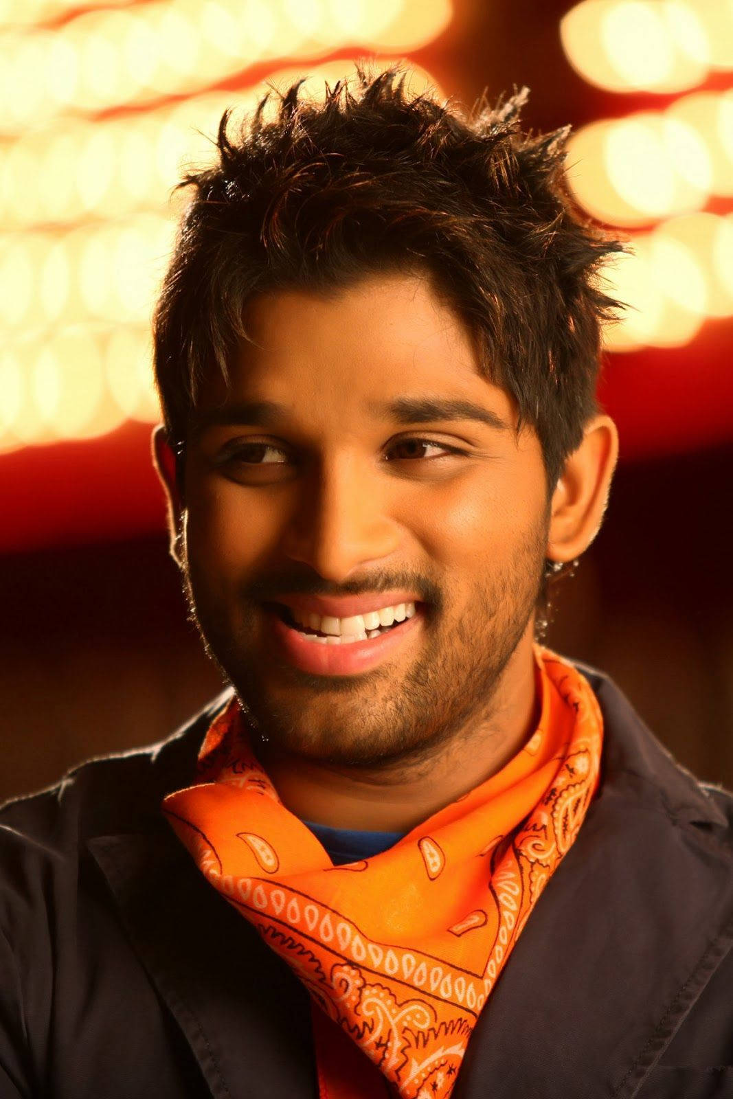 Allu Arjun, spiky hair, orange bandana, HD Phone Wallpaper