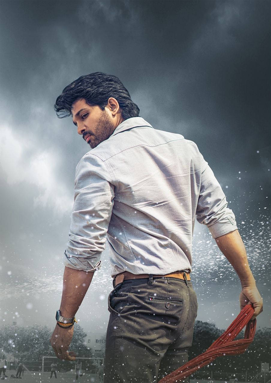 Allu Arjun, stormy sky, red object, HD Phone Wallpaper