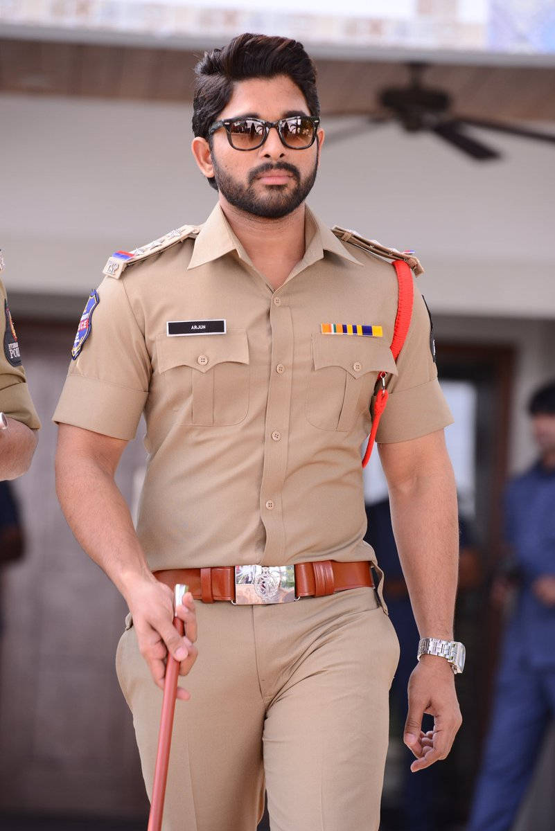 Allu Arjun, police uniform, khaki uniform, SD Phone Wallpaper