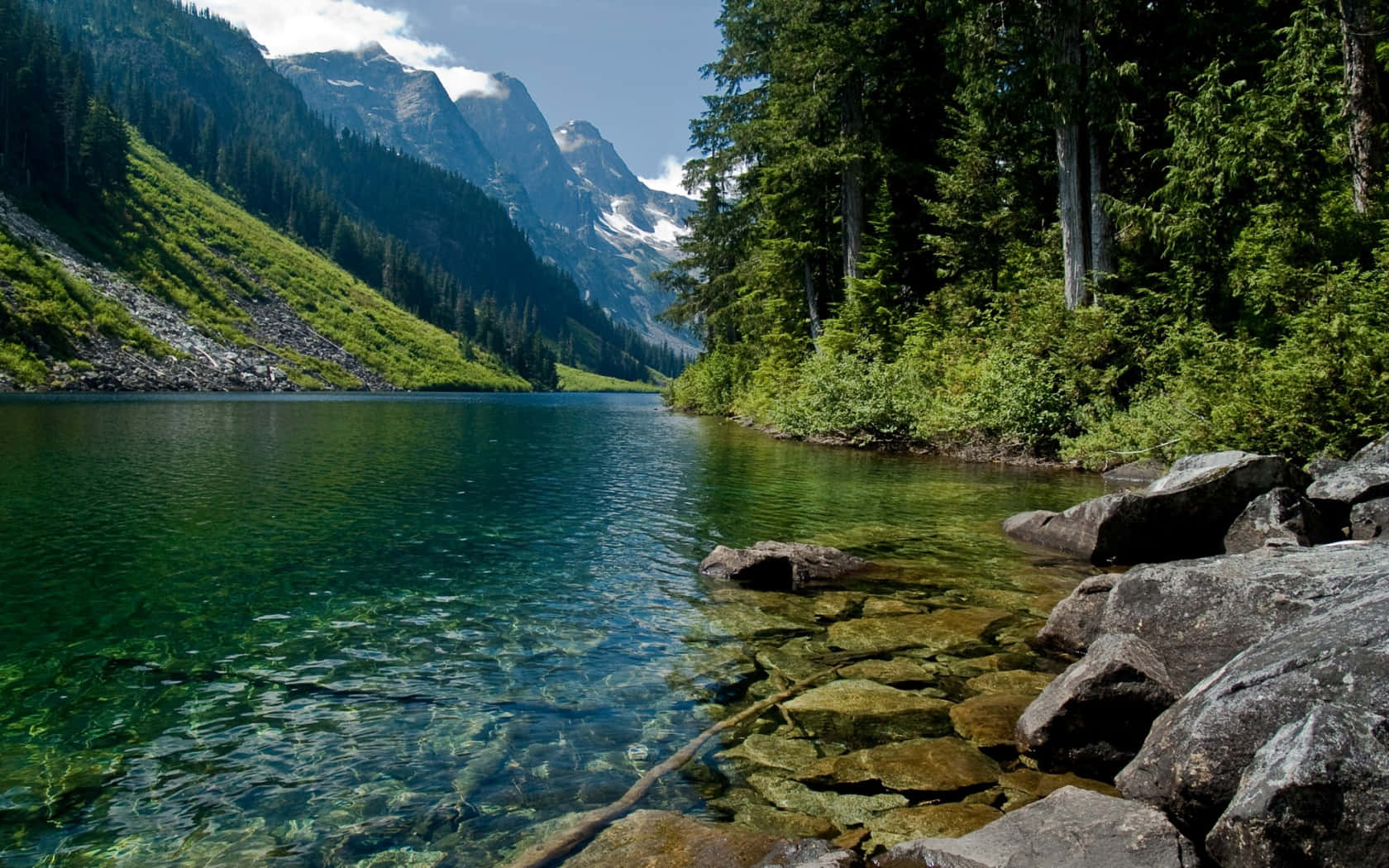 alpine lake, turquoise water, snow-capped mountains, HD Desktop Wallpaper