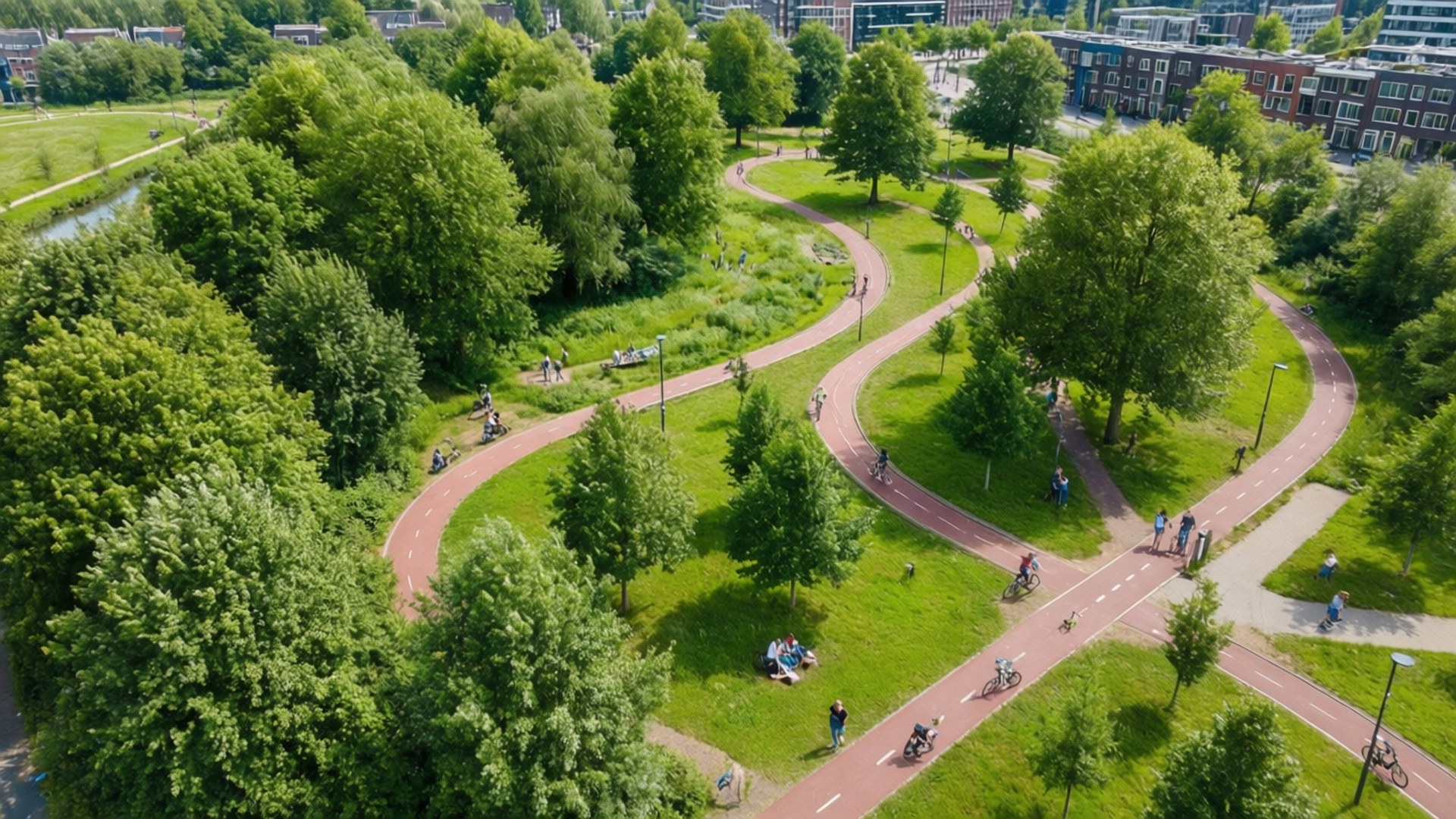 Almere, Green Trails, cycling paths, Full HD Desktop Wallpaper