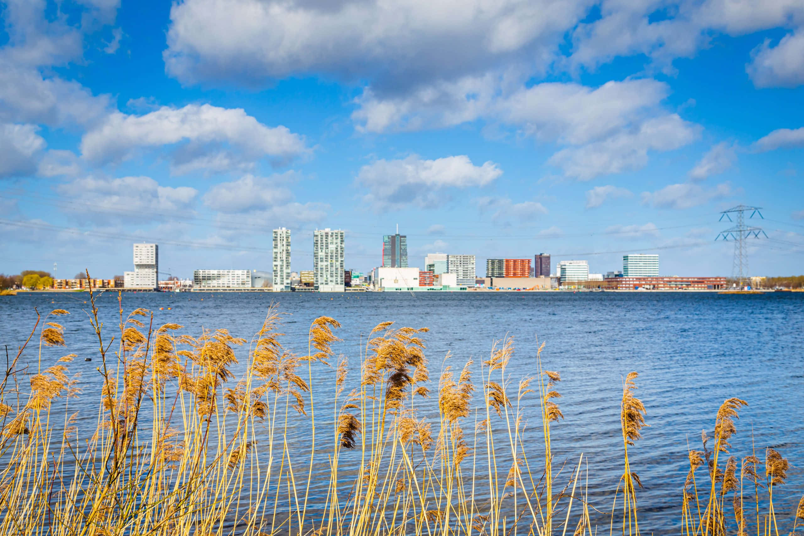 Almere, skyline, water, 2K Desktop Wallpaper