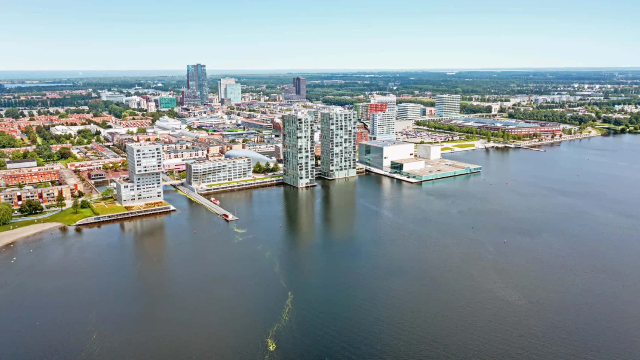 Almere, cityscape, aerial view, Full HD Desktop Wallpaper